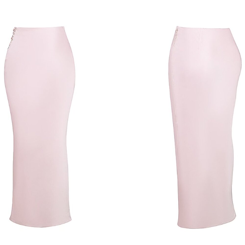 House of CB 'Guiliana' Ballerina Pink Satin Maxi Skirt NWOT - Picture 3 of 6